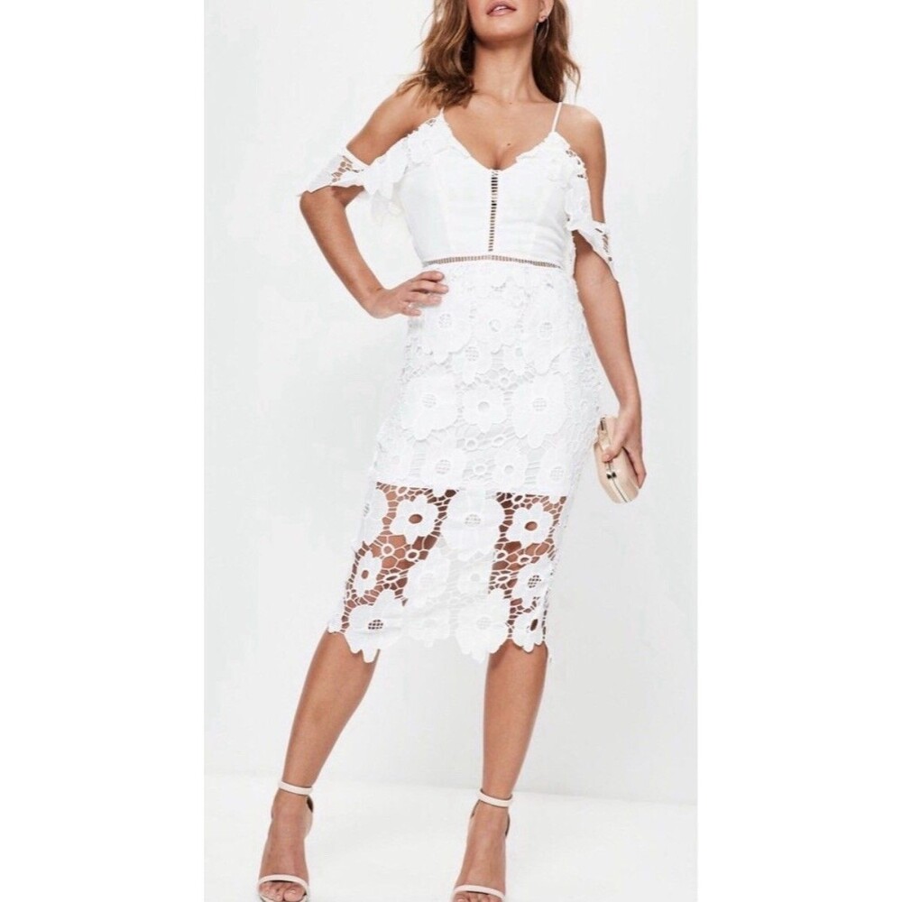 Misguided Lace Off The Shoulder Dress